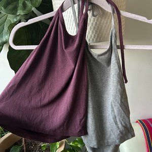 Brandy Melville maroon and grey halter top